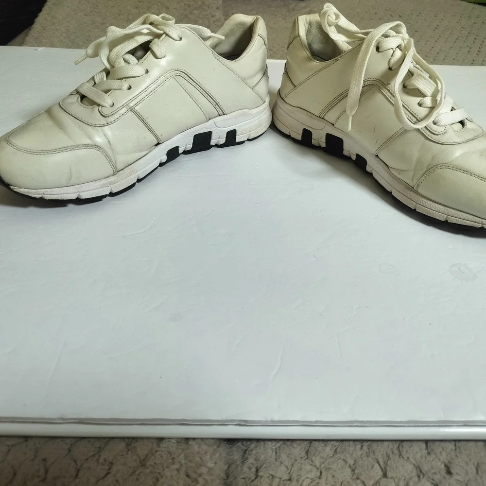Gucci Interlocking G Leather Sneakers Off-White Low Top Trainers Mens 10.5 - Picture 5 of 16